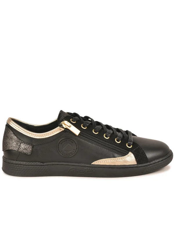 Outlet -Chaussures Paris Boutique 628254 BASKET FEMME JESTER MIX F4H NOIR DORE 1