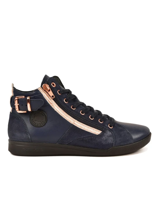 Outlet -Chaussures Paris Boutique 628270 922 BASKET FEMME PALME MIX F4H MARINE ROSE 1