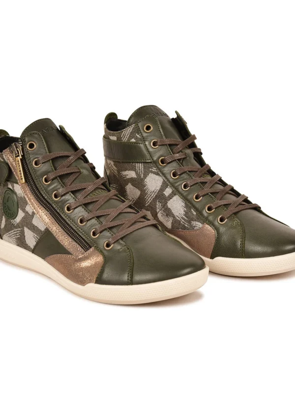 Outlet 15 Outlet -Chaussures Paris Boutique 628274 BASKET FEMME PALME WT KAKI 4