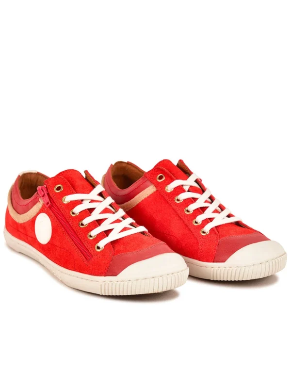 Outlet -Chaussures Paris Boutique BASKET FEMME BISK MIX F2I ROUGE 628362 350 4