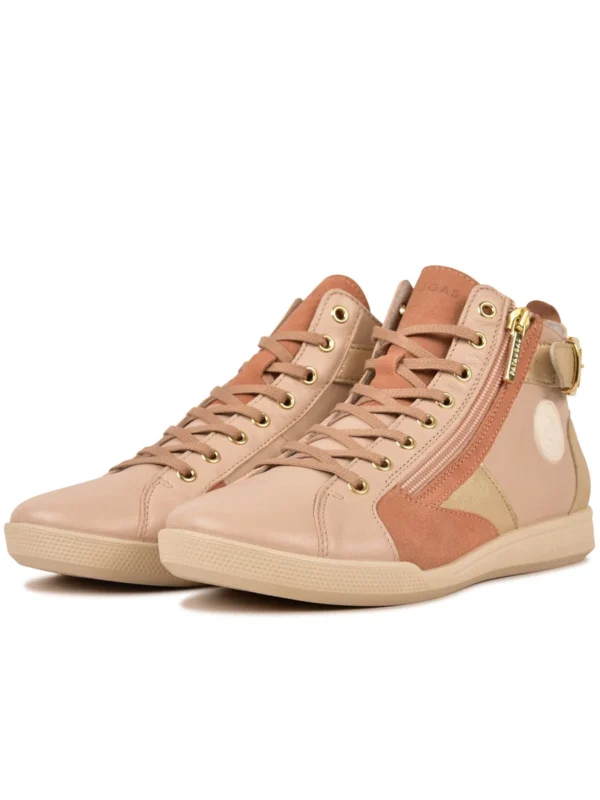 Outlet -Chaussures Paris Boutique BASKET FEMME PALME MIX F2H NUDE DORE 5